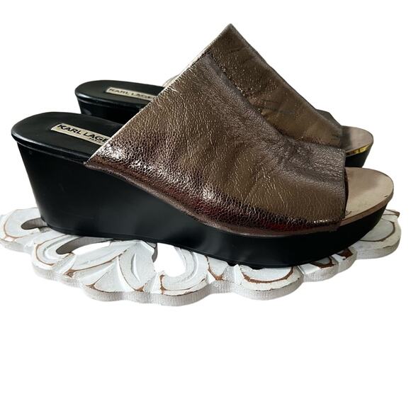 Karl Lagerfeld Lyric Slip on Wedge Heels Sandals Shoes Women’s 8 - Picture 1 of 11
